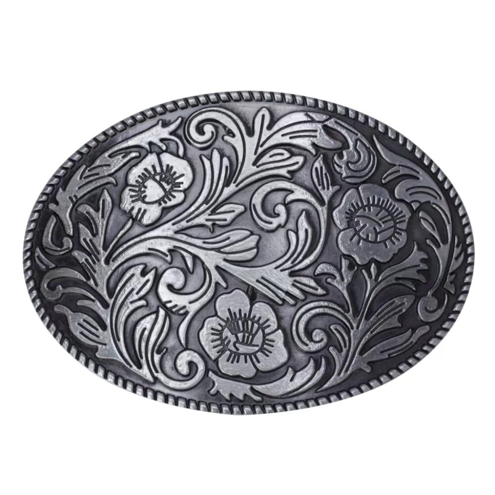 9285 Gift BoxPackage Antique Engraved Flower Solid Metal Belt Buckle